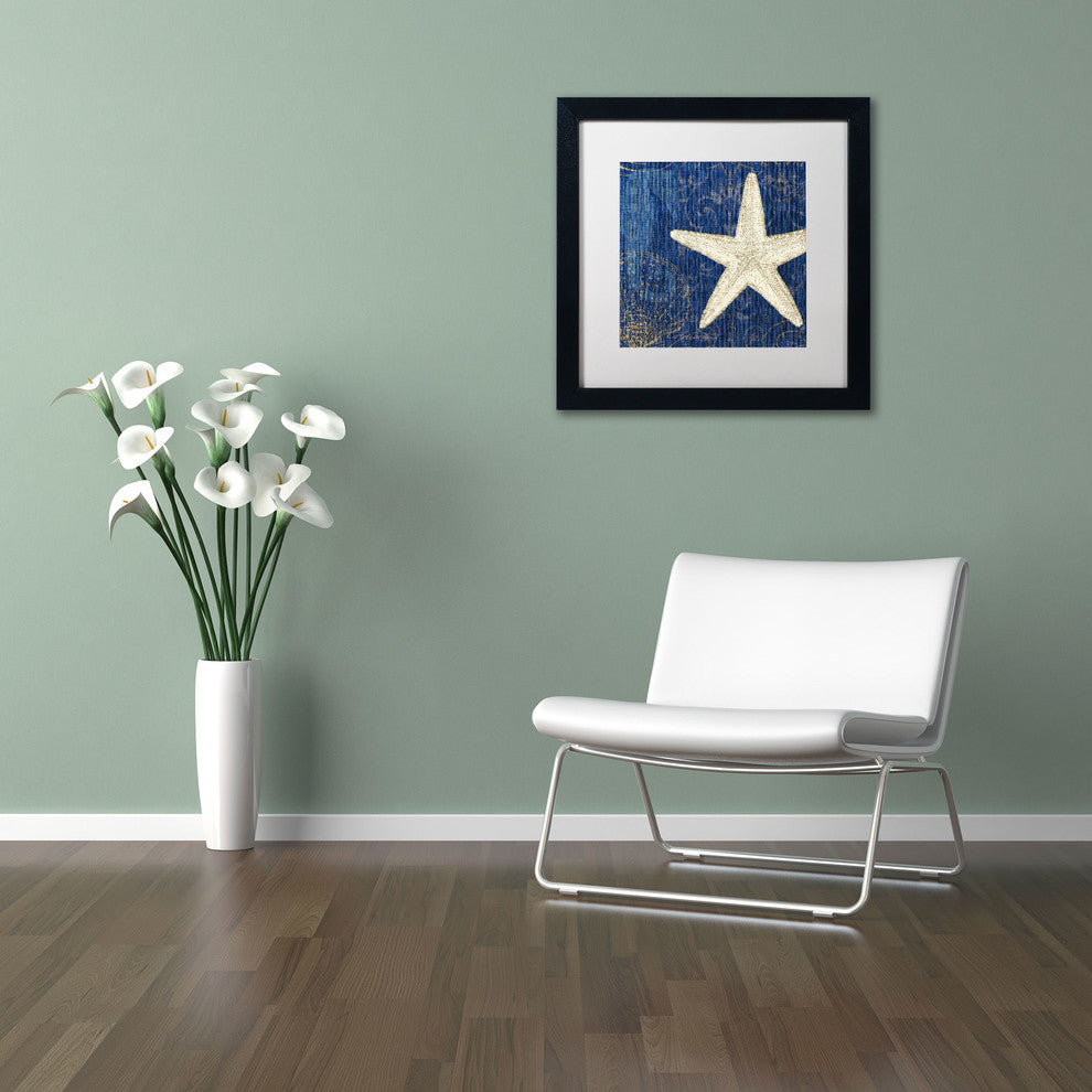 'Coastal Moonlight I Teal' Matted Framed Canvas Art by Pela Studio