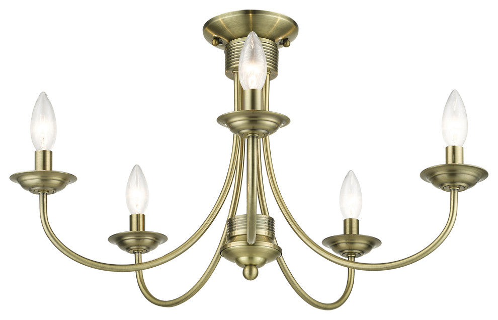 Livex Lighting Estate 5-Light Antique Brass Large Semi-Flush