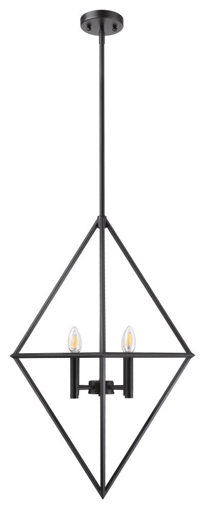 Vivio Lighting 4-Bulb 20"? Geometric Pendant Light Matte Black