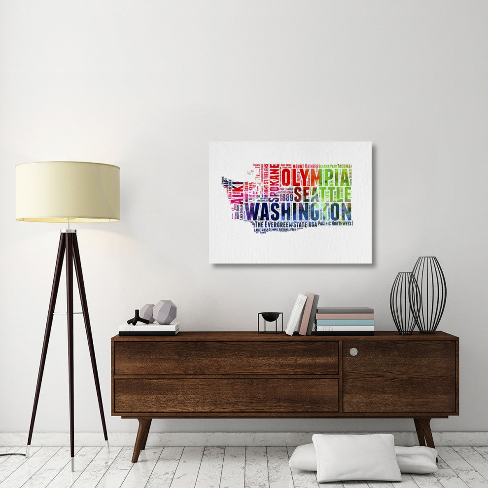 "Washington Watercolor Word Cloud" Fine Art Print