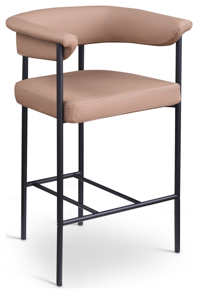 Malin Upholstered Counter Stool, Set of 2, Tan, Vegan Leather