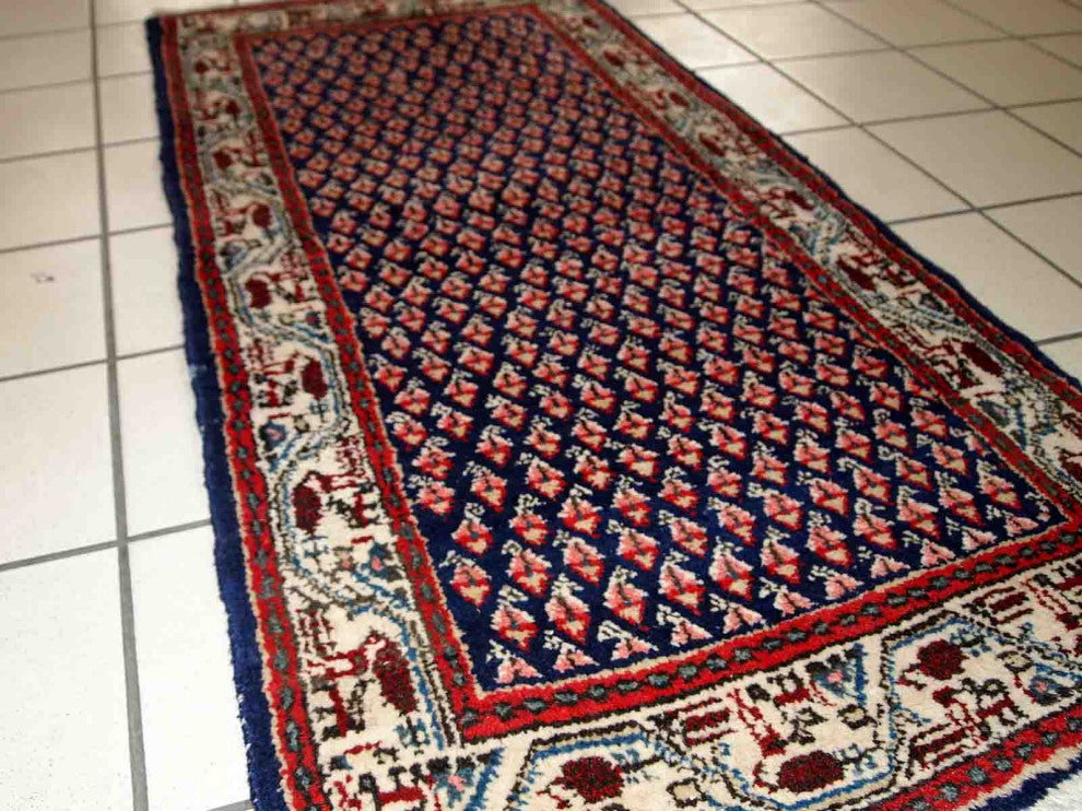 Handmade Vintage Indian Seraband Rug, 2'x4', 62cmx124cm 1970s