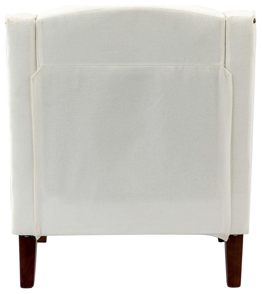 34" Tall Comfort Bedroom Armchair with Solid Wood Legs, Ivory