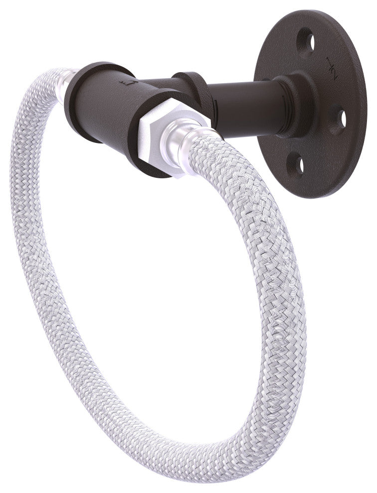 Pipeline Towel Ring with Stainless Steel Braided Ring, Oil Rubbed Bronze