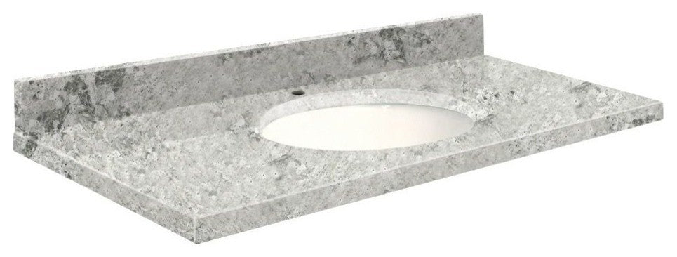 Quartz 49"x22" Vanity Top, Single Faucet Hole, Winter Wonder, White Bowl