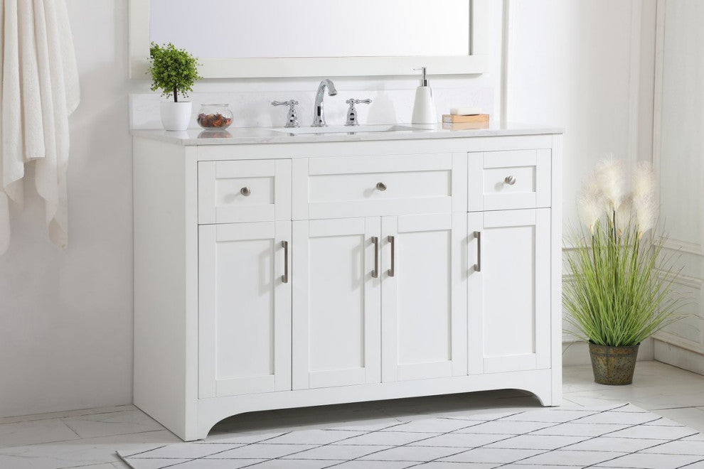 Mia 48" Single Bathroom Vanity, White With Backsplash