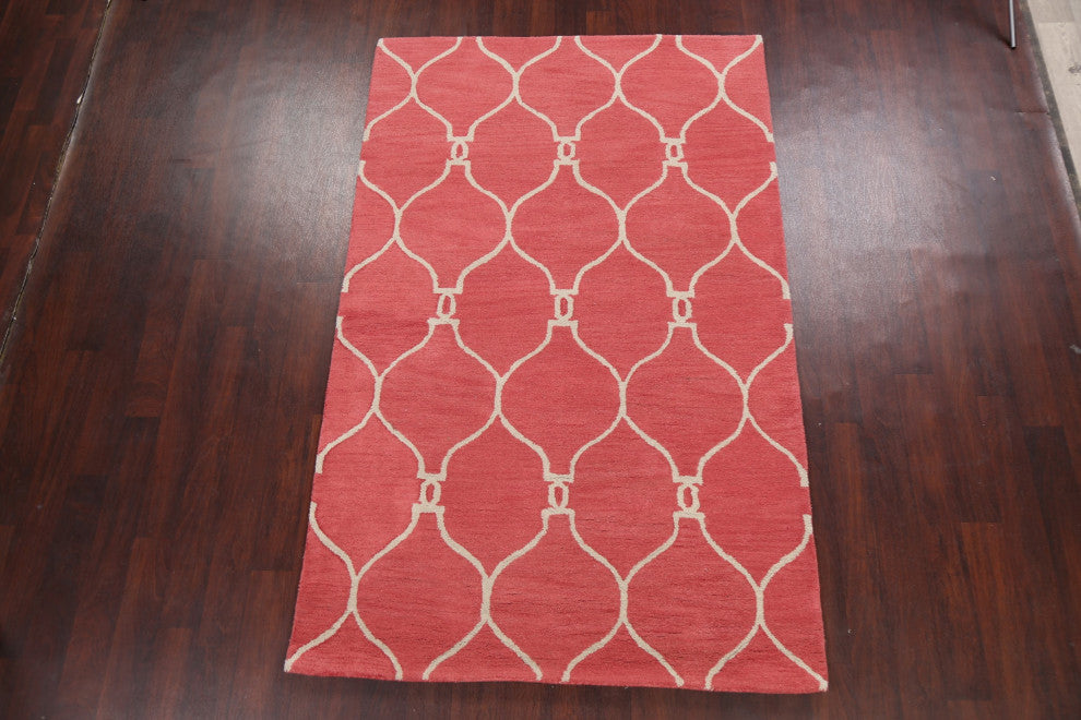 Trellis Geometric Contemporary Oriental Wool Area Rug Hand-tufted 5x8