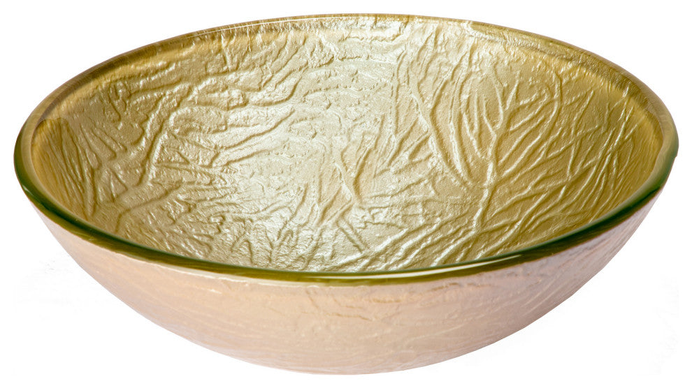 Eden Bath EB_GS74 Champagne Embossed Round Glass Vessel Sink