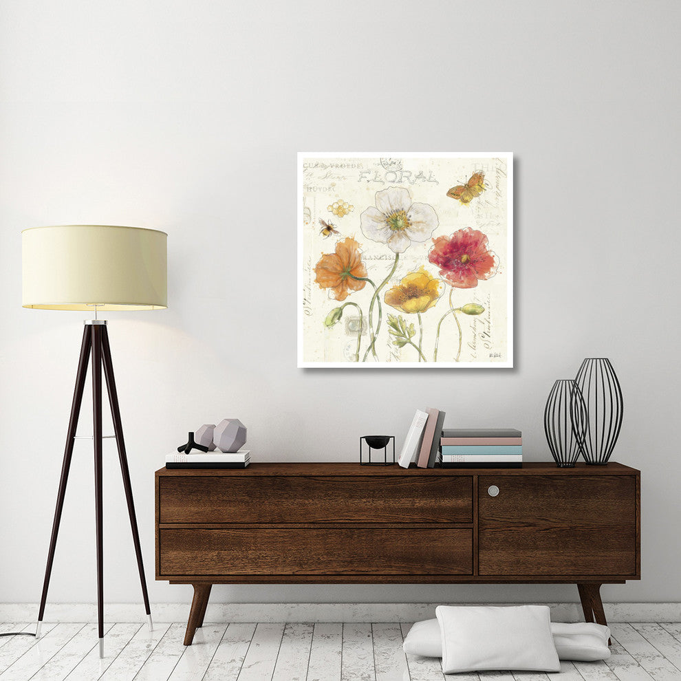 "Painted Poppies III" Digital Paper Print by Katie Pertiet, 38"x38"