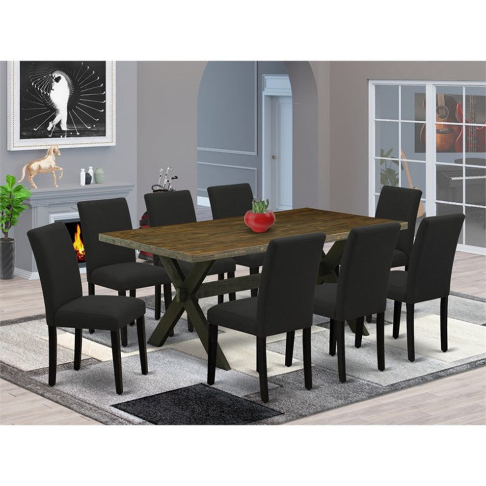 9-Piece Set, 8 Chairs and Dining Table, Black