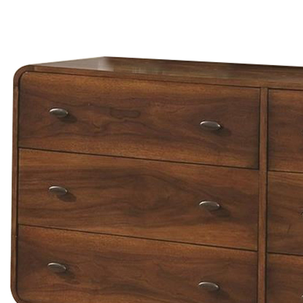 Benzara BM182738 Wooden Dresser With 6 Drawers, Dark Walnut Brown