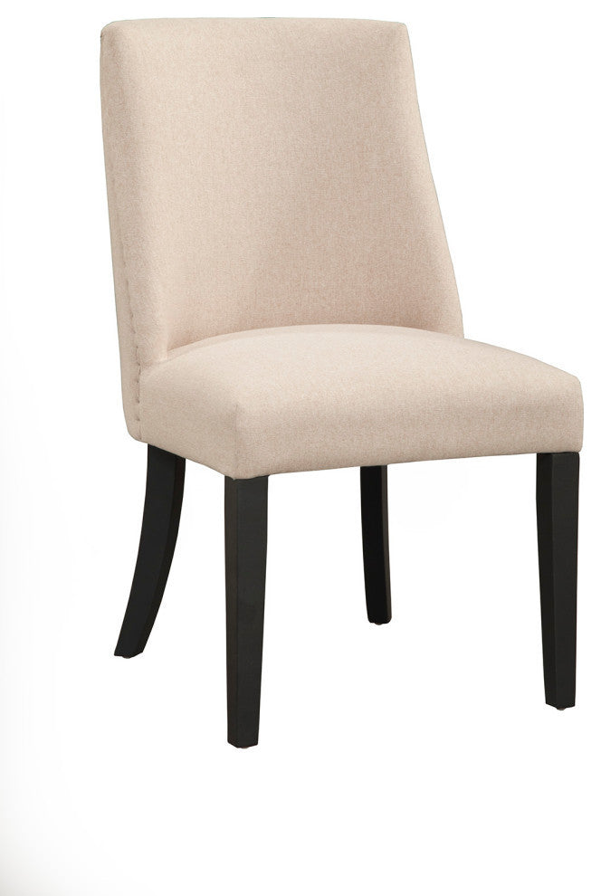 Live Edge Set of 2 Upholstered Parson Chairs, Cream/Black