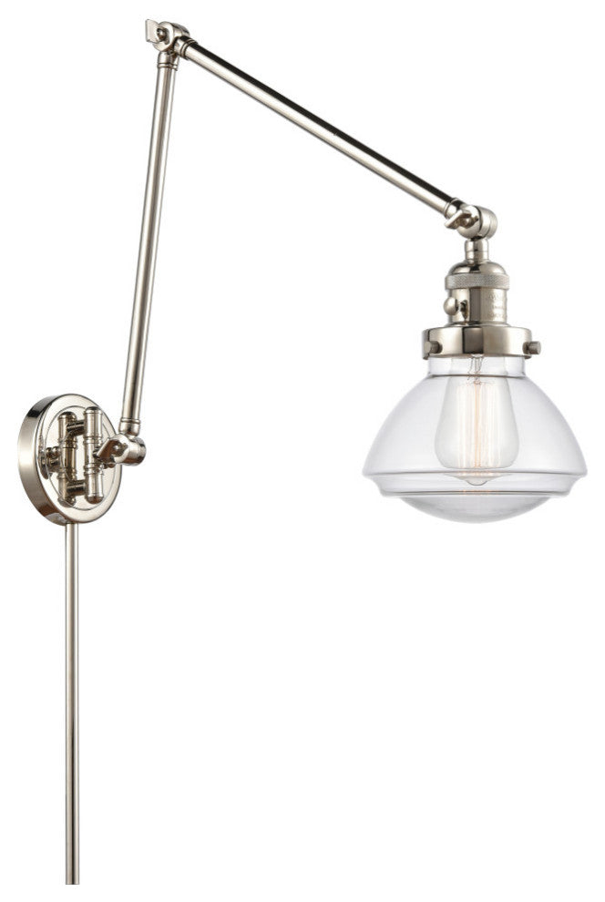 Olean Swing Arm With Switch, Polished Nickel, Clear, Clear