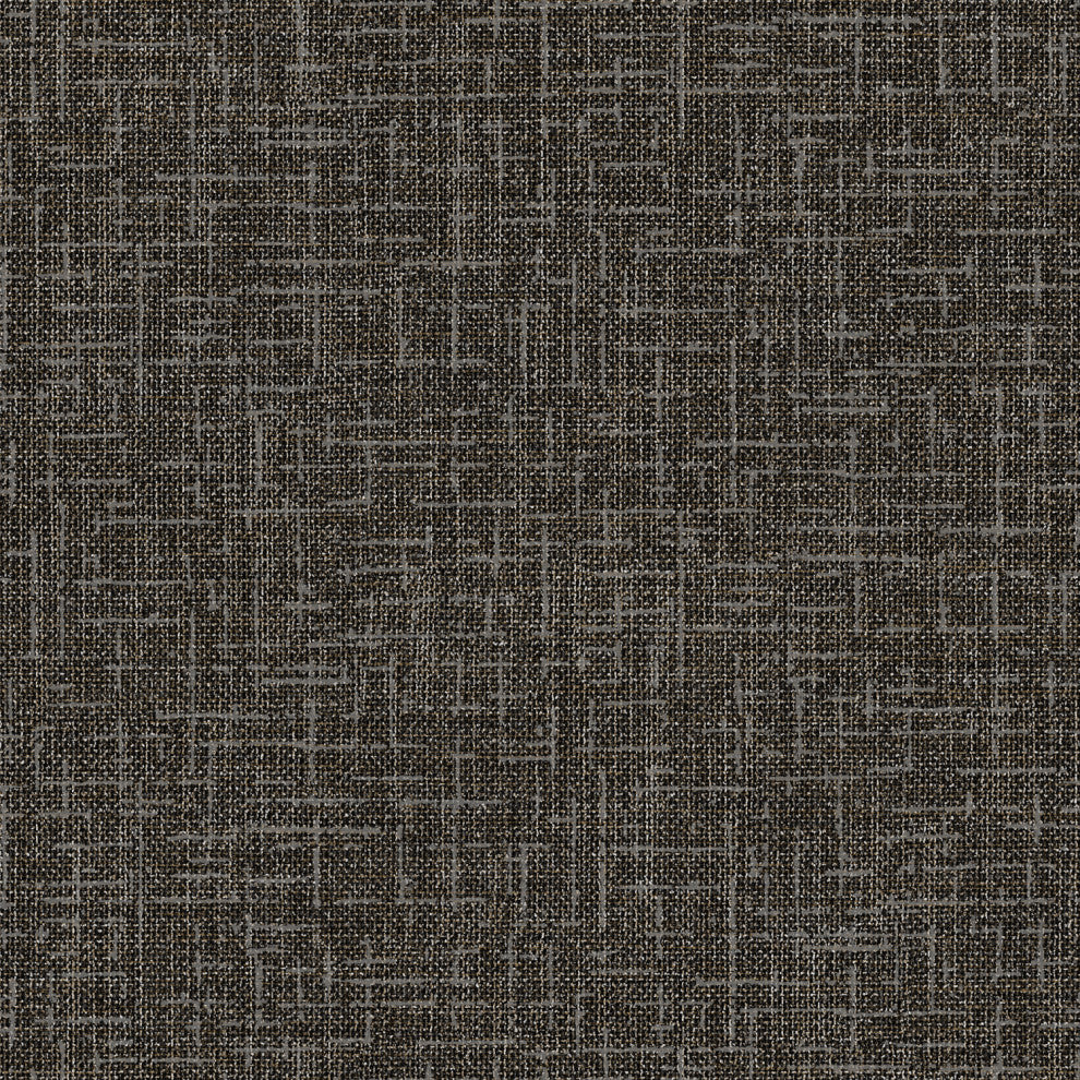 Modern Textured Wallpaper, Mat Interwoven Pattern, Black Gold Metallic, Sample