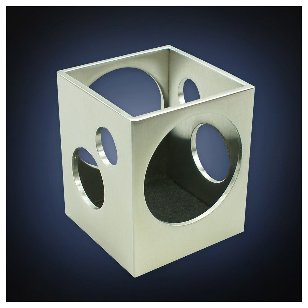 Tea Light Holder, Stainless Steel, Satin Finish.