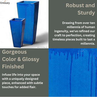 Square Tall Planter, Blue, Large