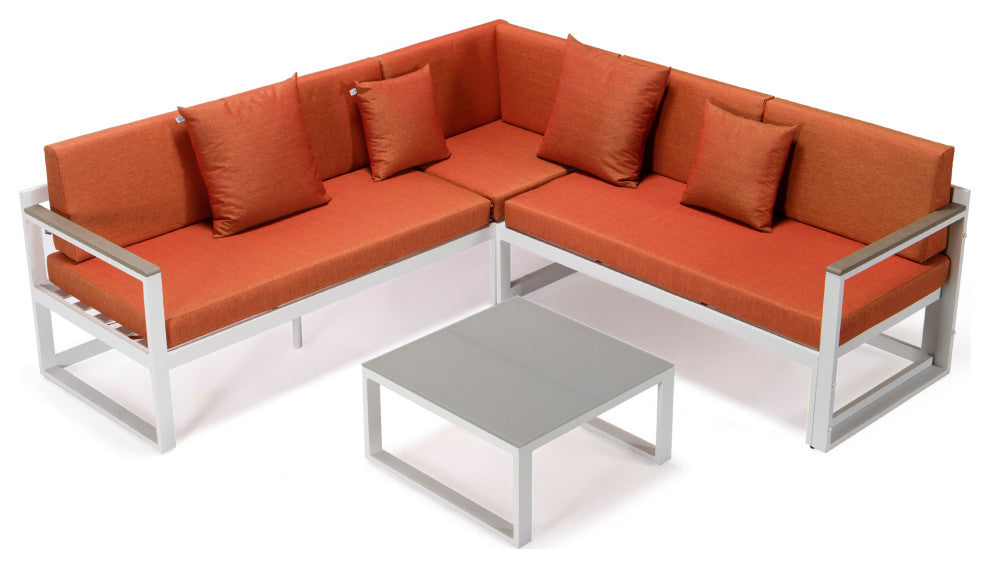 LeisureMod CSLW-80OR Chelsea Sectional Adjustable Headrest&CoffeeTable Cushions