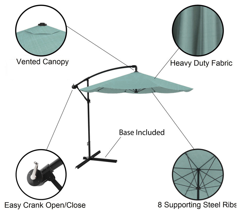 Pure Garden Offset 10' Aluminum Hanging Patio Umbrella, Dusty Green