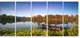 Still Waters of Fall Lake, Landscape Canvas Art Print, 60"x28", 5 Panels