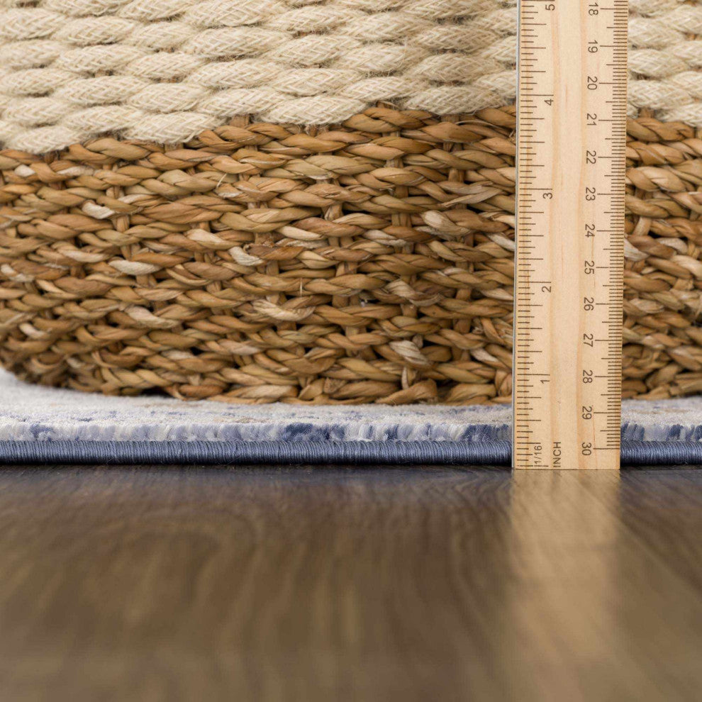 Hauteloom Parkerfield Blue Area Rug, Beige/Denim/Gray, 2'x2'11"