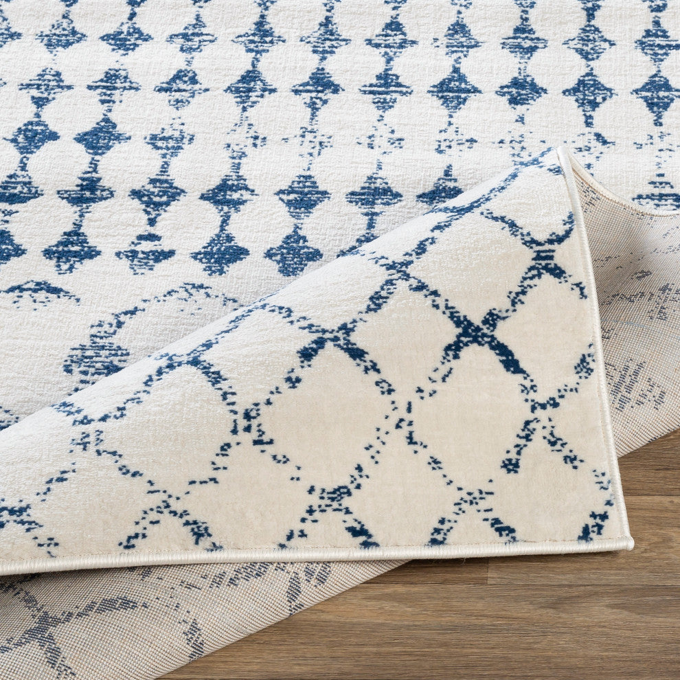 Surya Roma ROM-2342 6'7"x9' Rug, Dark Blue/White