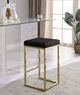Nicola Counter Stool, Set of 2, Black, Vegan Leather, Gold Base