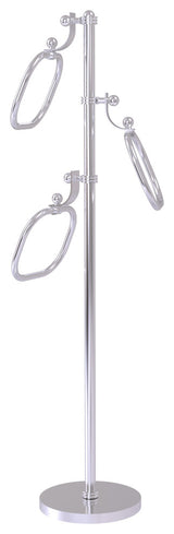 Towel Stand with 9" Oval Towel Rings, Satin Chrome