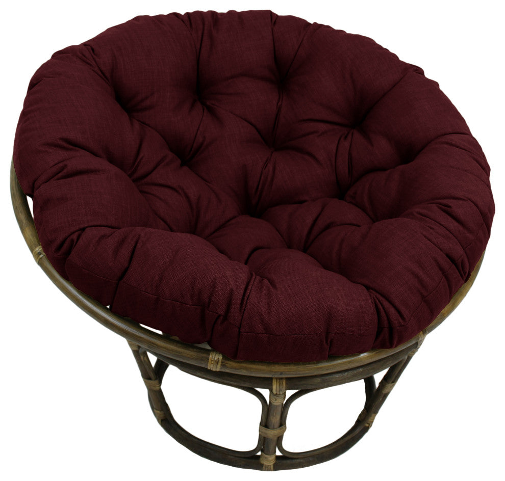 52" Solid Outdoor Spun Polyester Papasan Cushion, Fits 50" Papasan Frame, Merlot