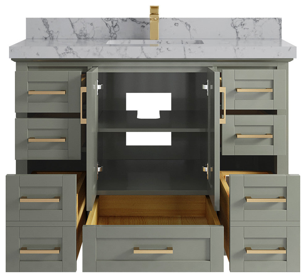 Boston 48 Single Sink Bath Vanity in Evergreen 2" Venatino Quartz