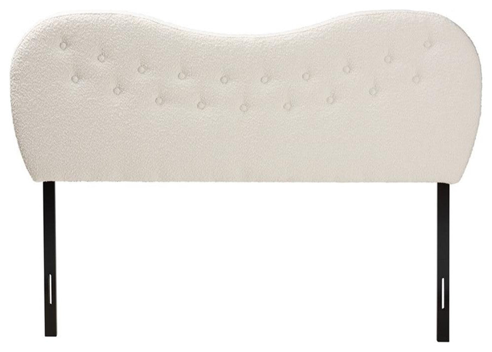 Brantley Modern Cream Boucle Fabric Queen Size Headboard