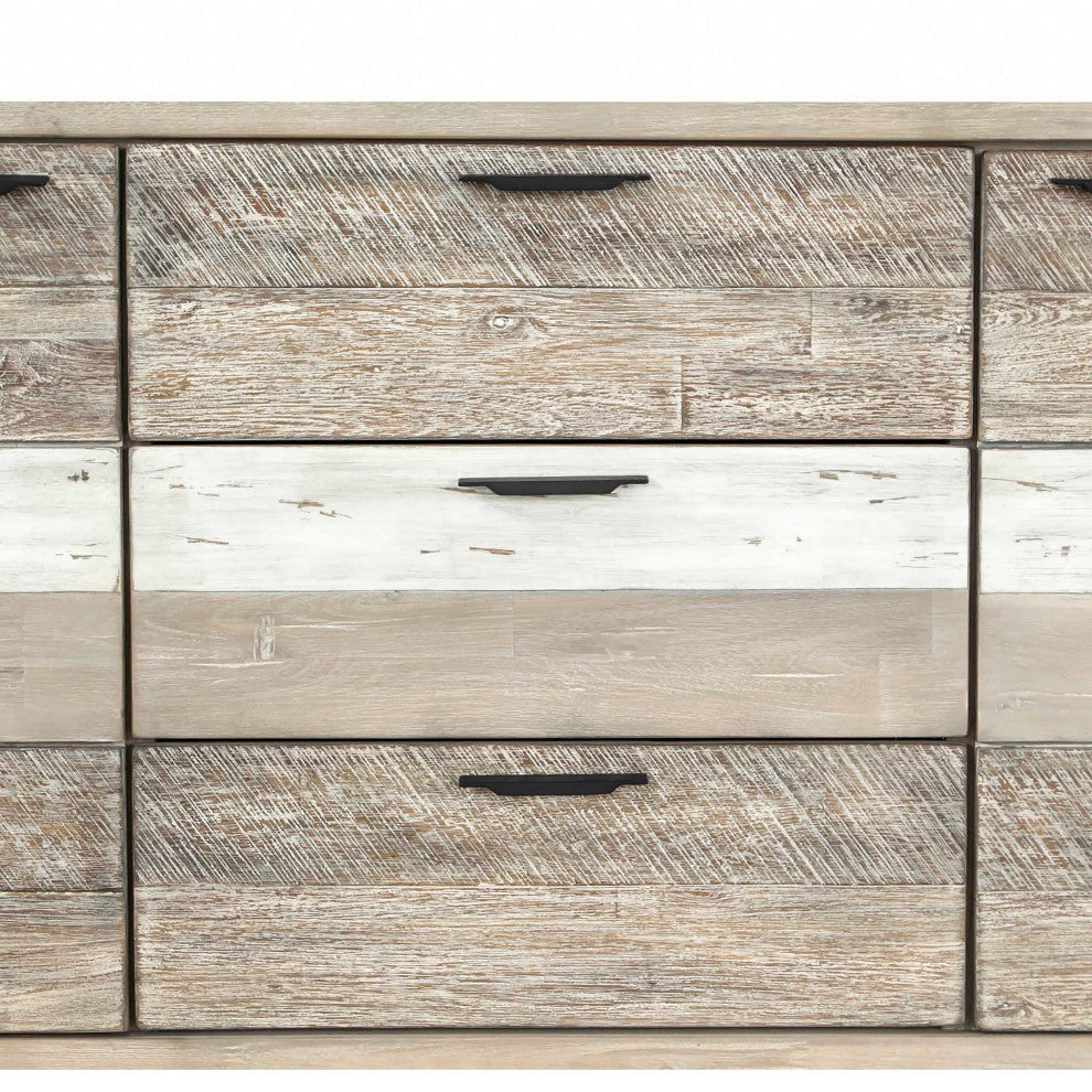 Benzara BM282045 Acacia Wood Sideboard Buffet Console Cabinet, 3 Drawers, Brown