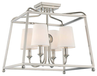 Libby Langdon Sylvan 4 Light Ceiling Mount, Candle/Silk, Polished Nickel