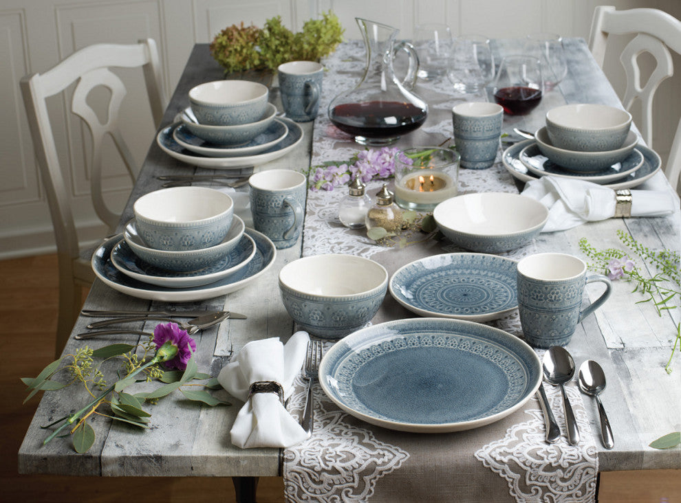 Euro Ceramica Fez 20-Piece Dinnerware Set, Service for 4, Gray