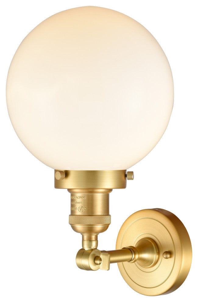 Beacon Sconce, Satin Gold, Matte White