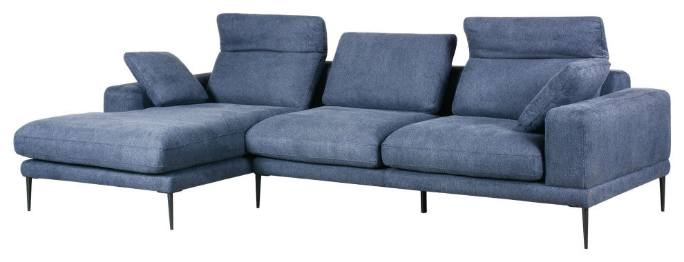 Divani Casa CorWith Modern Blue Fabric Left Facing Sectional