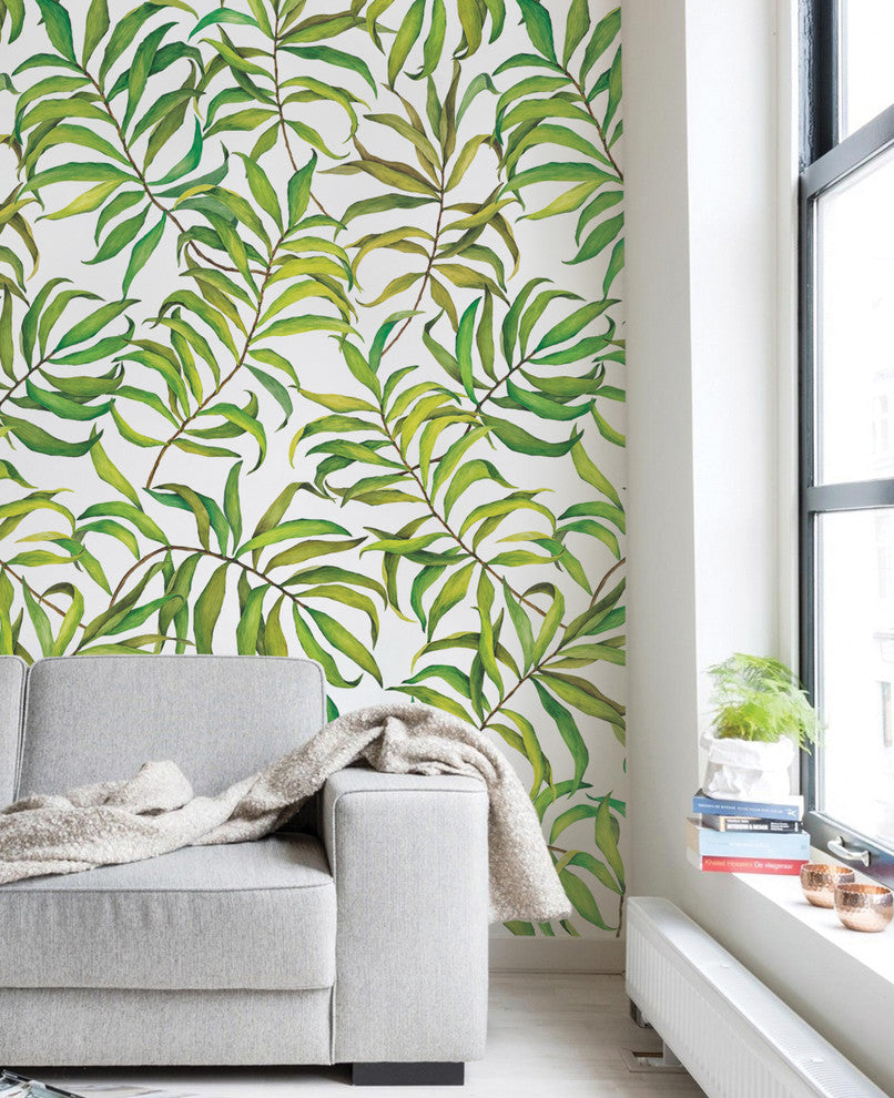 Tropical Leaves Large Peel and Stick Vinyl Wallpaper, 4 Pk - 24"w X 60"h