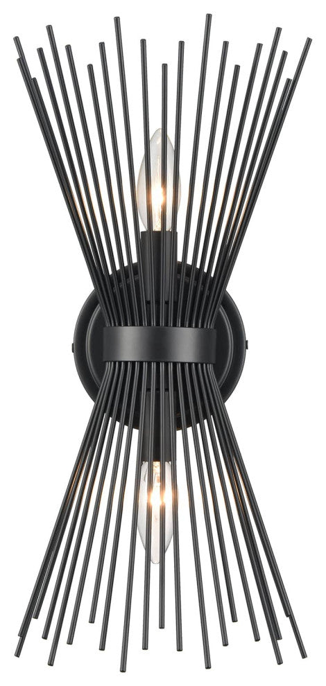 Industrial Starburst Wall Sconce 2-Light Black Wall Lights