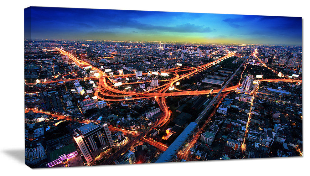 Bangkok Expressway Aerial View, Extra Large Canvas Art Print, 32"x16"