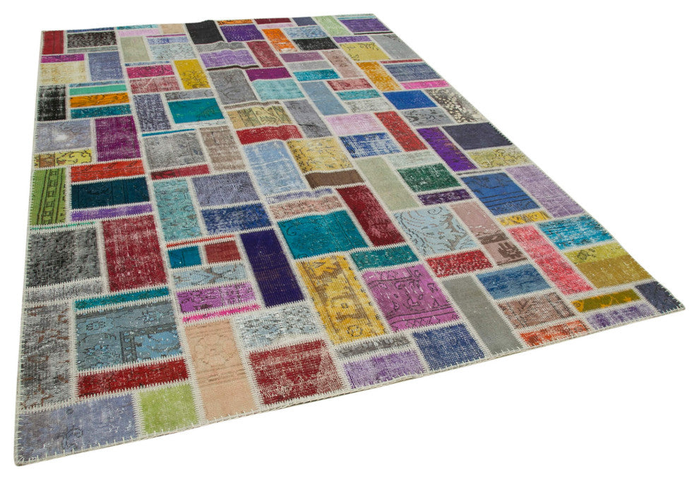 Rug N Carpet - Handmade Turkish 6' 10" x 9' 9" Wool Patchwork Area Rug