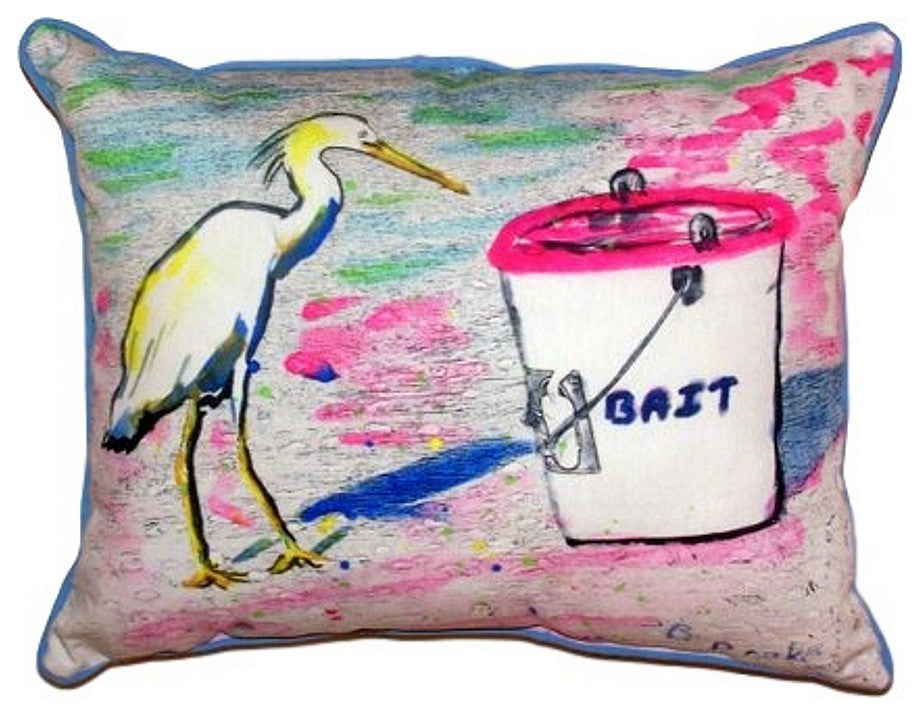 Hungry Egret Small Indoor/Outdoor Pillow 11x14 - Set of Two