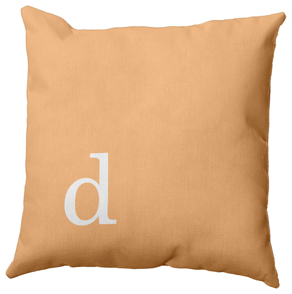 26"x26" Modern Monogram Decorative Throw Pillow, Pale Gold
