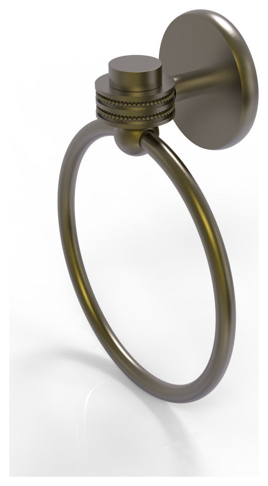 Satellite Orbit One Towel Ring With Dotted Accent, Antique Brass
