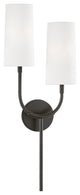 Vesper 2 Light Wall Sconce, White Linen Shade, Old Bronze