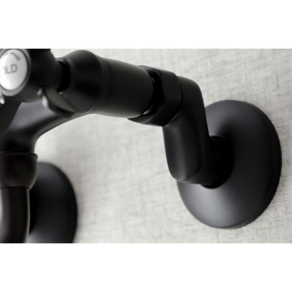 Kingston Brass KS115MB Essex Two Handle Wall Mount Bathroom Faucet, Matte Black