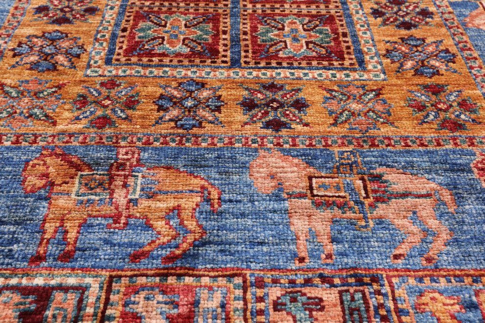 3' 5" X 4' 11" Antiqued Pazyryk Historical Design Hand-Knotted Rug Q10697