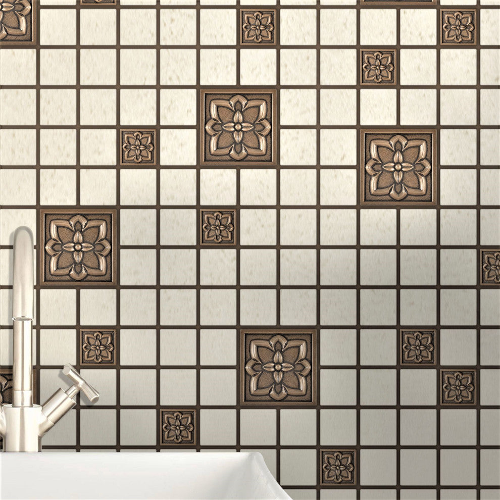 Crown Metal Insert Tile 2"x2", Set of 8, Bronze