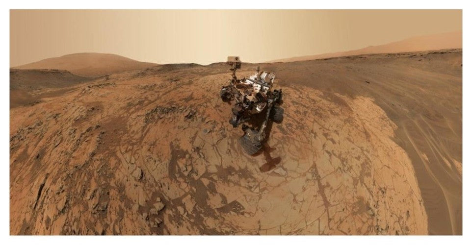 "Curiosity Self-Portrait at Mojave Site on Mount Sharp" Paper Art, 26"x14"