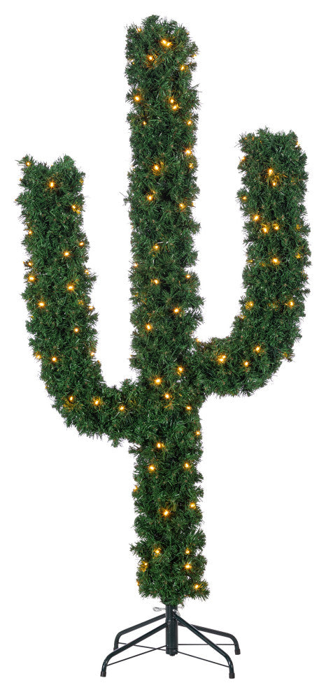 5' Southwest Cactus Tree With 200 UL Warm White and Multicolor LED Lights