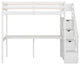 Gewnee Twin Size Loft Bed with Storage Staircase and Built-in Desk in White