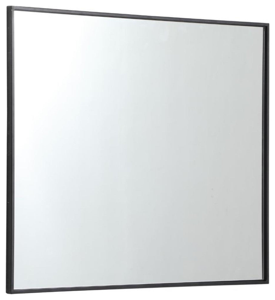 Elegant Decor Eternity 36" x 30" Contemporary Metal Frame Mirror in Black
